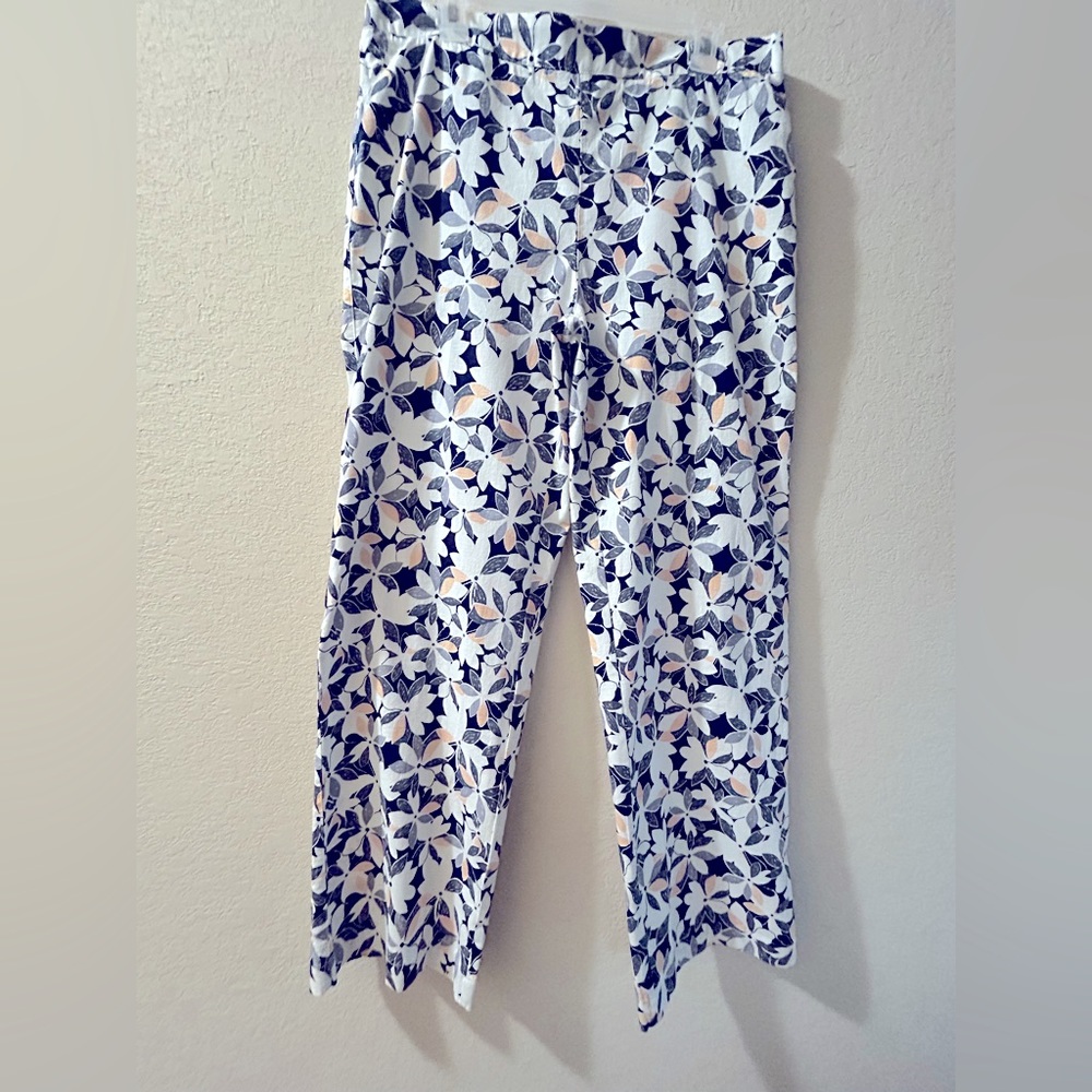 Amanda Brand Floral Straight Leg Womens Cotten Linen  blend pants in size 14